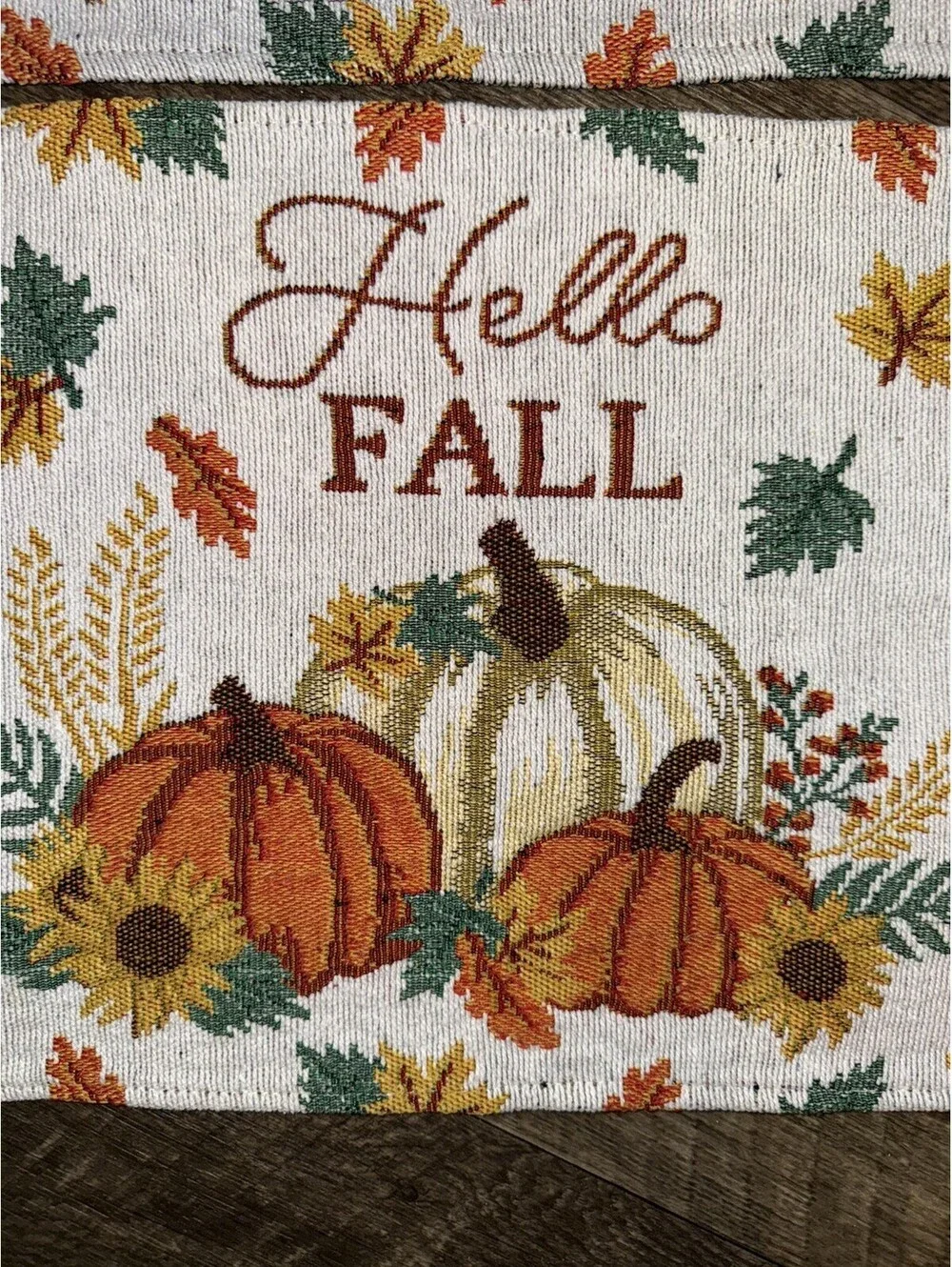 2 Placemats Hello Fall Thanksgiving Leaves Pumpkin Rectangle, fall decor